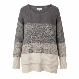 Cloud Chaser Casual Colorblock Ombre Stripe XL High Low Sweater